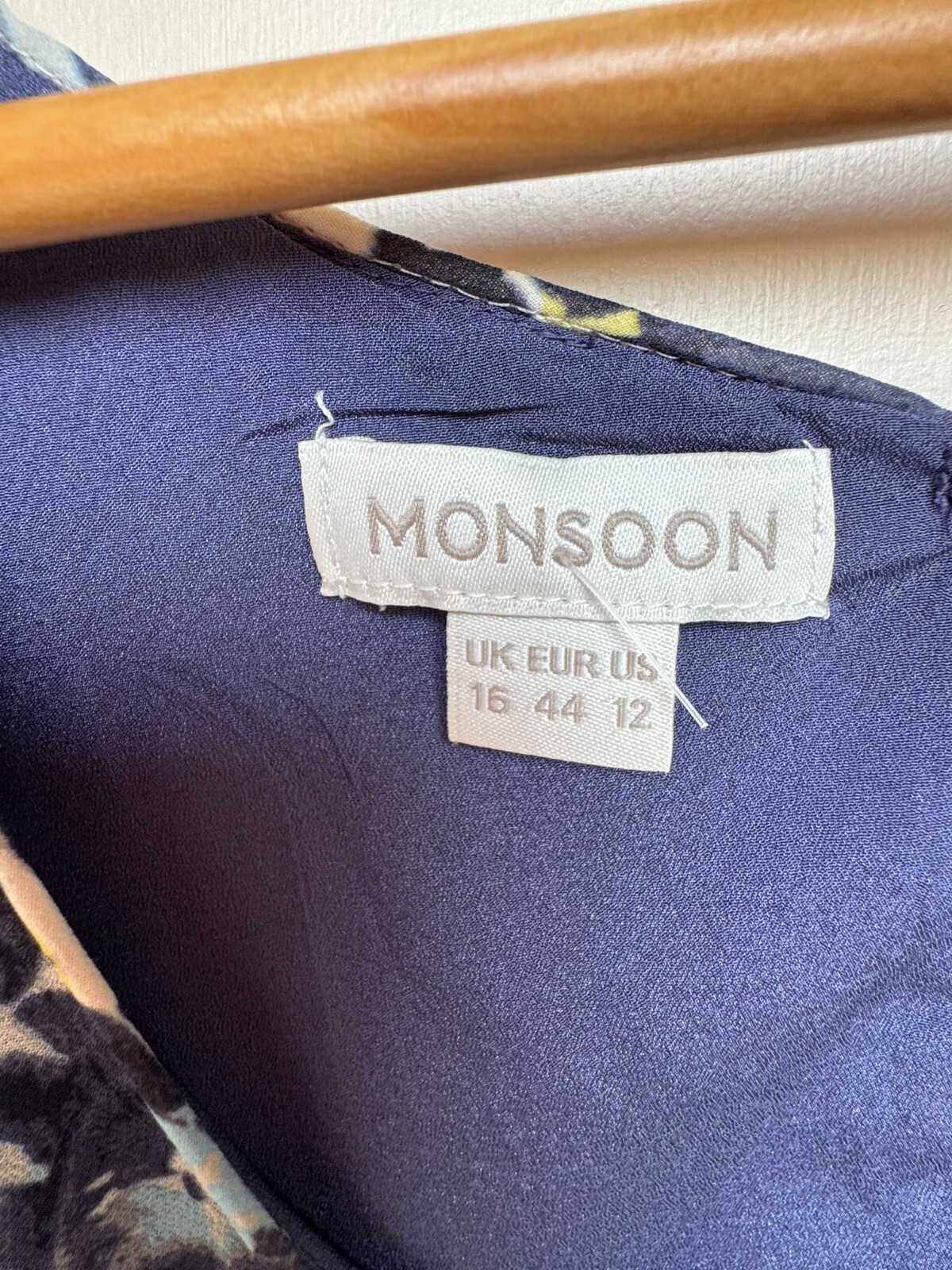 Monsoon summer dress 16. Blue, white and yellow pattern. Lined
