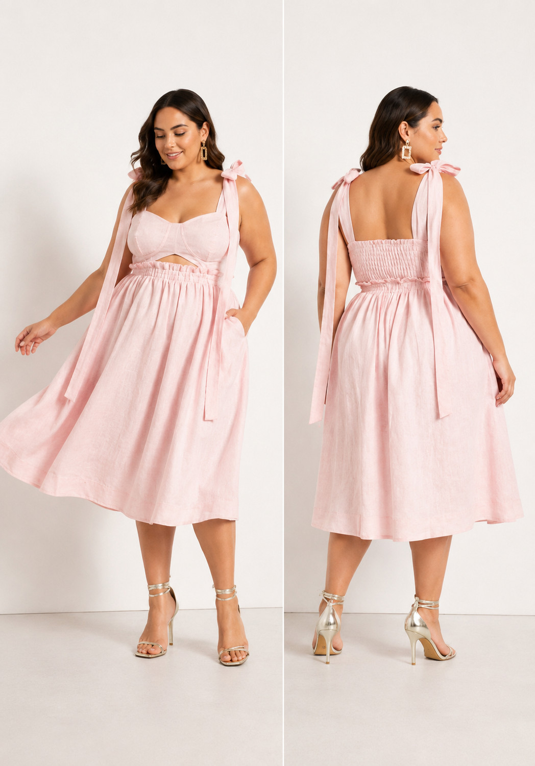 Eloquii X Melissa Mercedes Elegant Midi Dress Pink 16