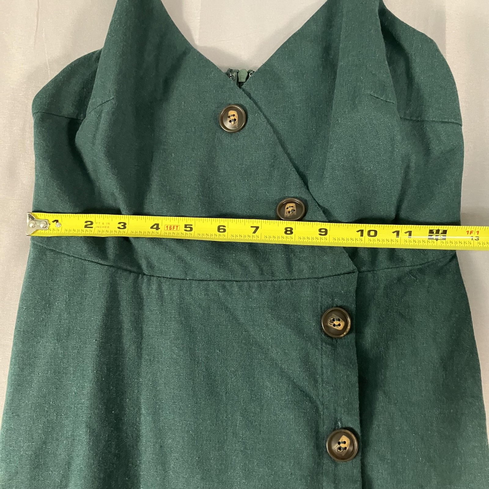 Lush Dress Womens Small Green Button Front Midi Sundress Adjustable Straps