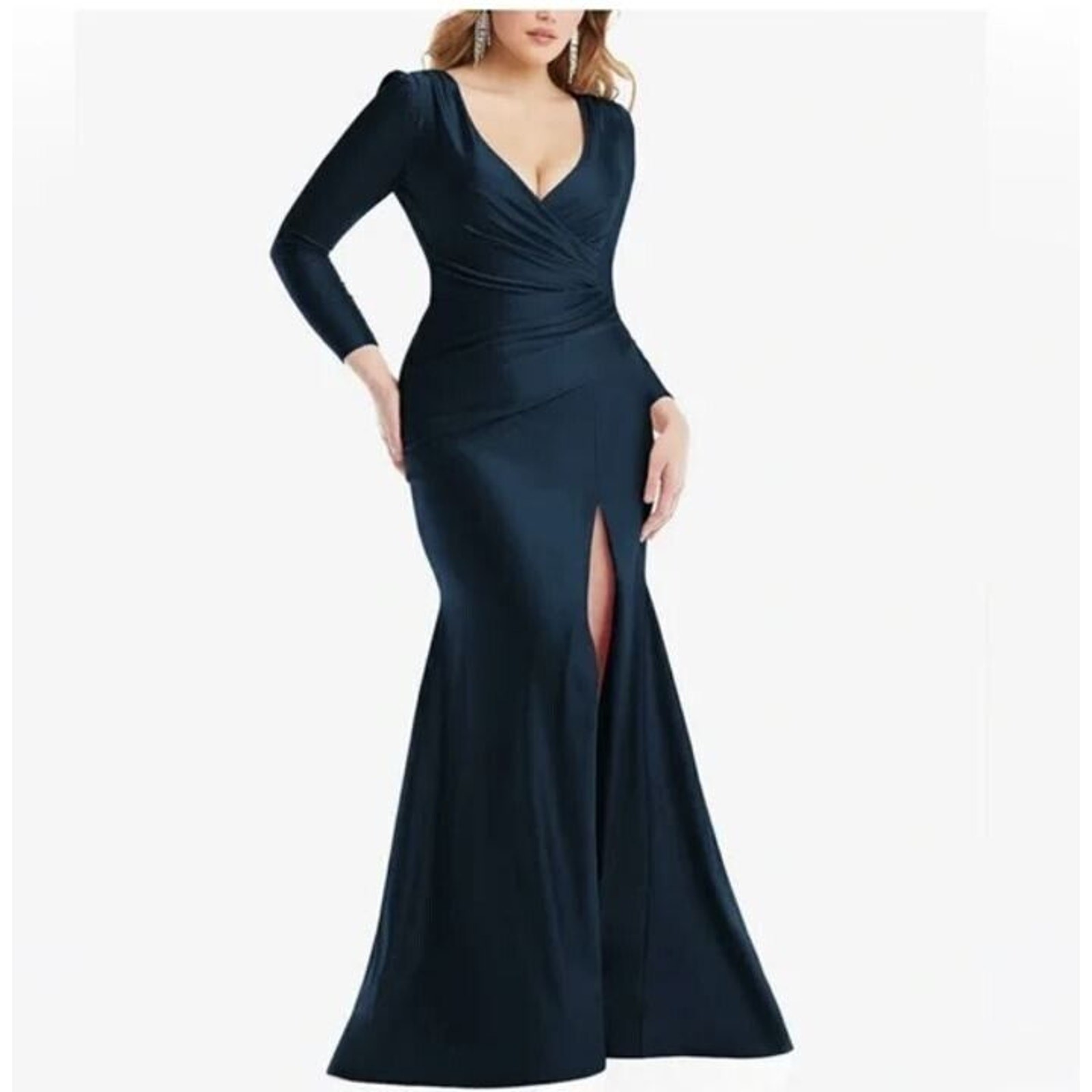 Cynthia & Sahar Women’s Luxe Satin LS Formal Evening Dress in Black Medium