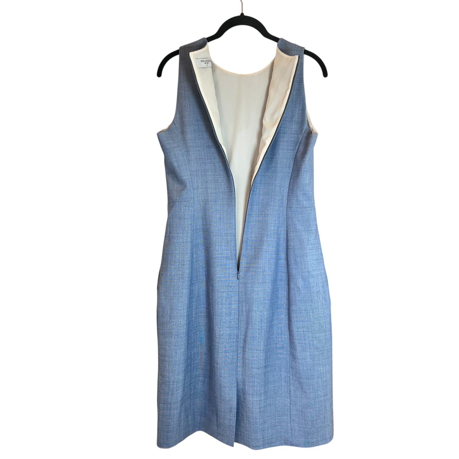 M.M.LaFleur Light Blue Virgin Wool Blend Sleeveless Sheath Dress Size 8