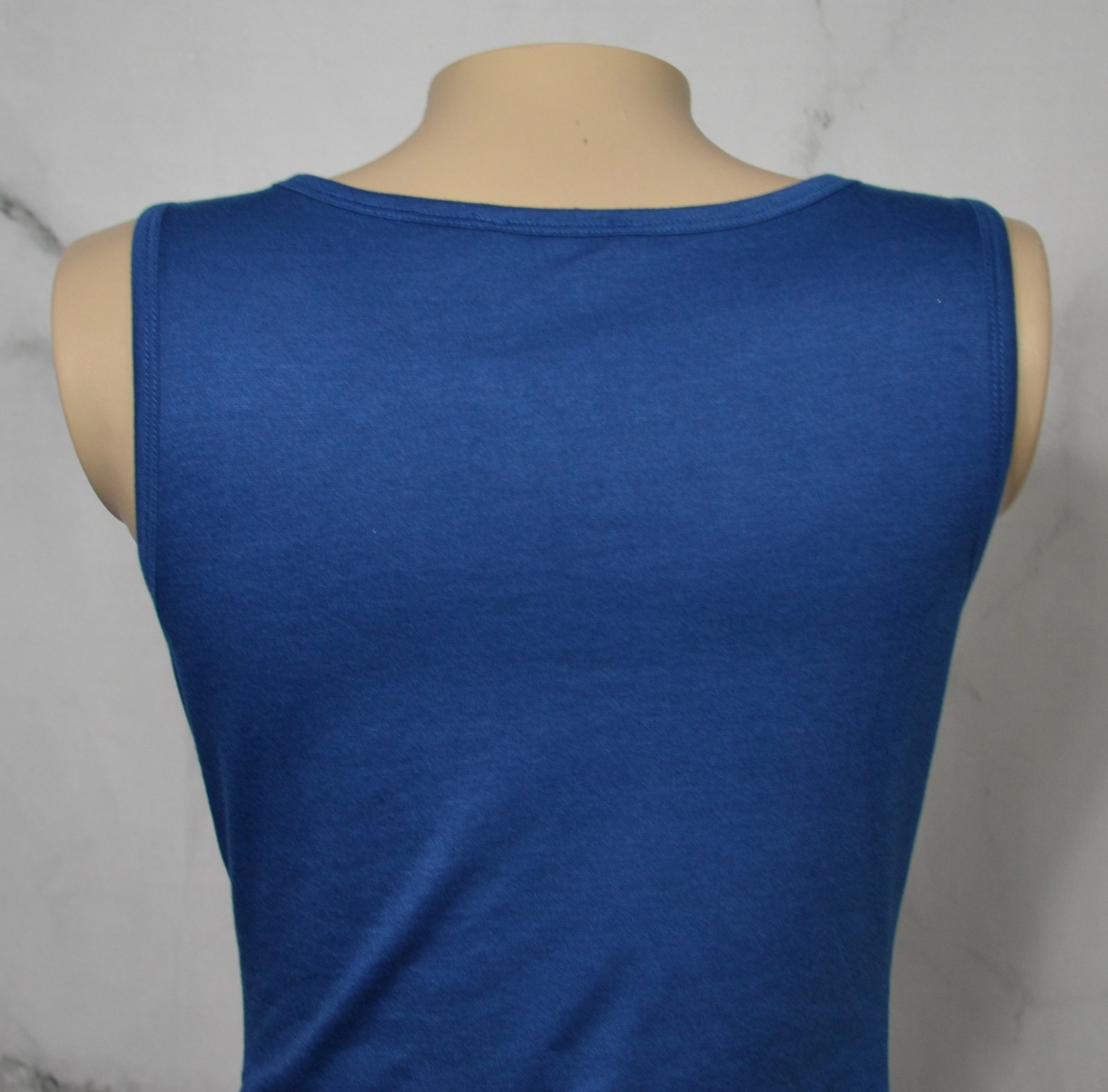 BTFBM Blue Sleeveless Dress Small Lined Ruched Side Seams Stretch Poly Blend