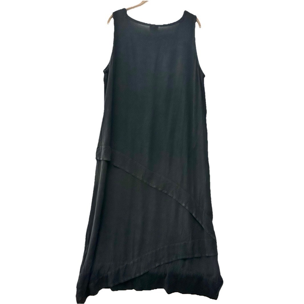 Oh My Gauze Tiered Black Sleeveless Asymmetric Layered Maxi Dress Size 2 L XL