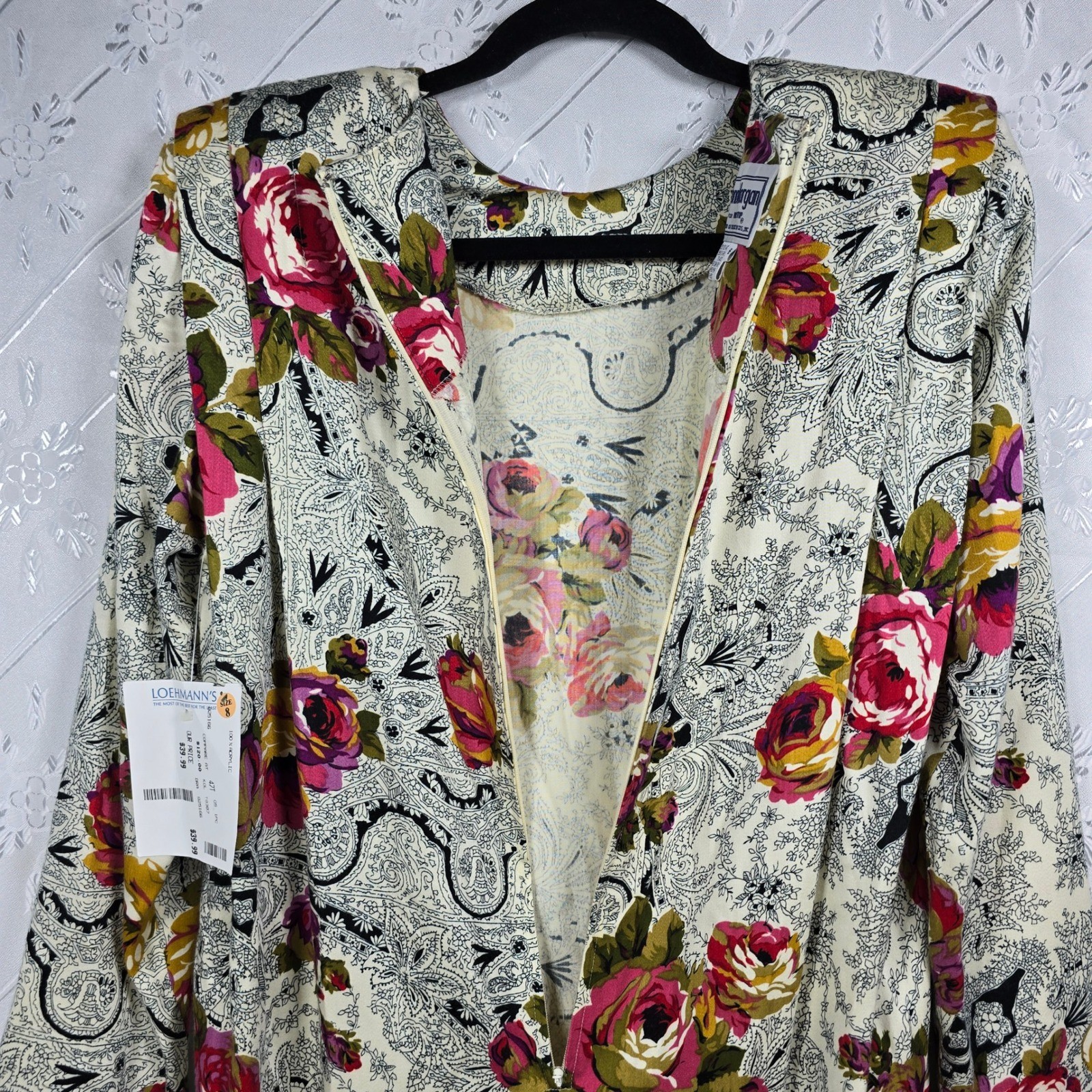 Vintage Donna Morgan for Non Stop Dress Woman 8 Floral Paisley Long Sleeve NWT