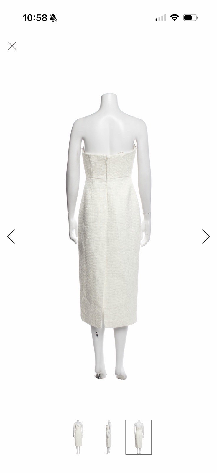 MILLY Ivory Strapless Sweetheart Beaded Tweed Sheath Midi Dress Size 2