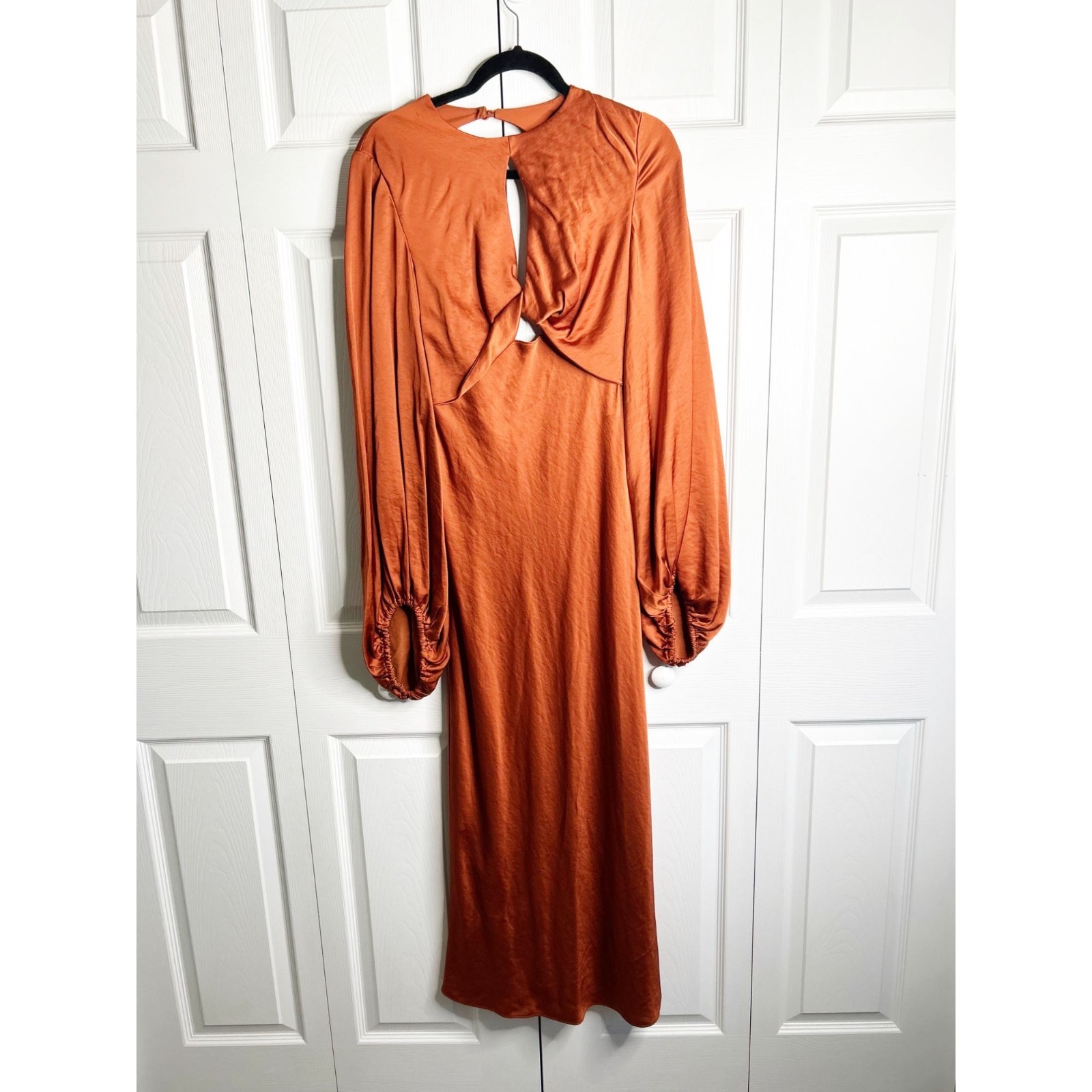 Significant Other Demi Burnt Orange Satin Maxi Dress Gown Women’s Size 4