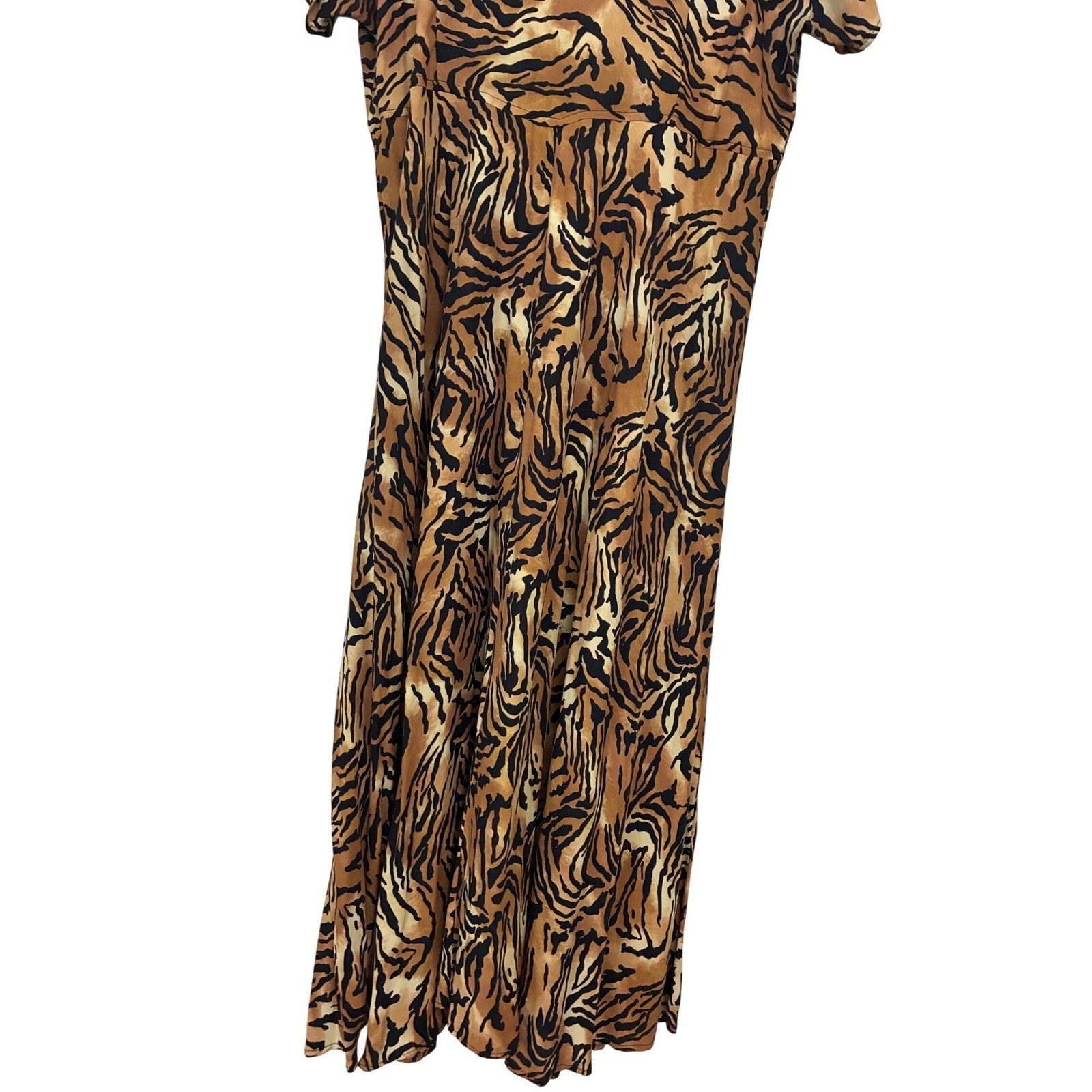 Rabbit Rabbit Rabbit Designs Tiger Print Dress Womens 14M Brown Animal Midi USA