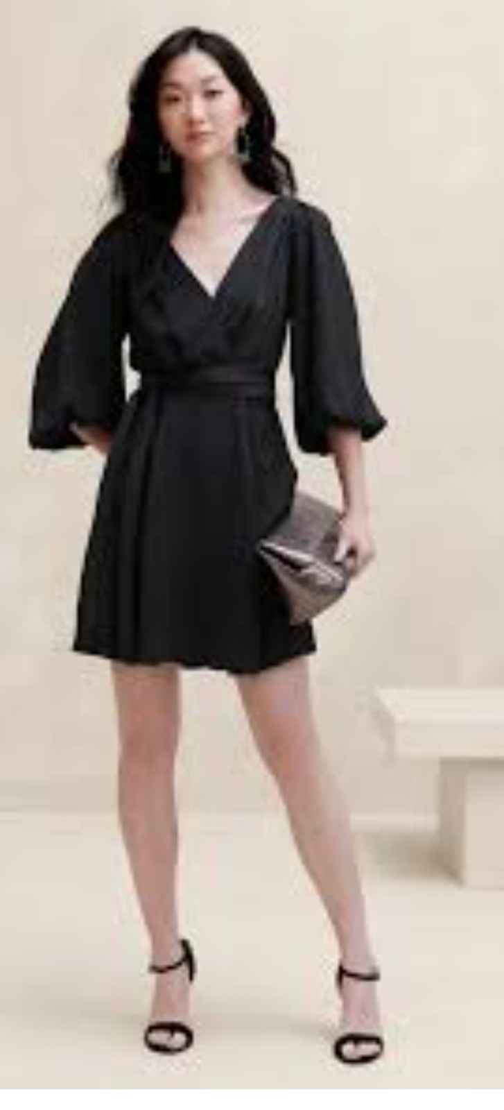 NWT Banana Republic $120 Women’s BLOUSON MINI DRESS, Black, Sz 12