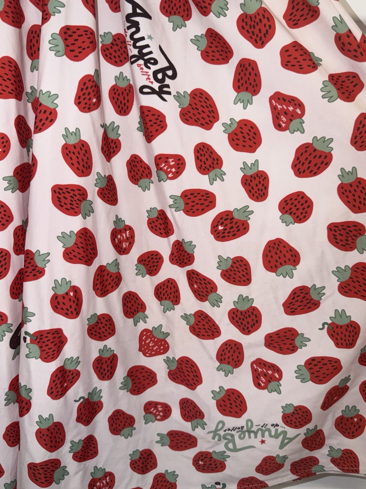 Aniye By Italian Strawberry Print Puff Sleeve Mini Coquette Dress IT 42 / US 6