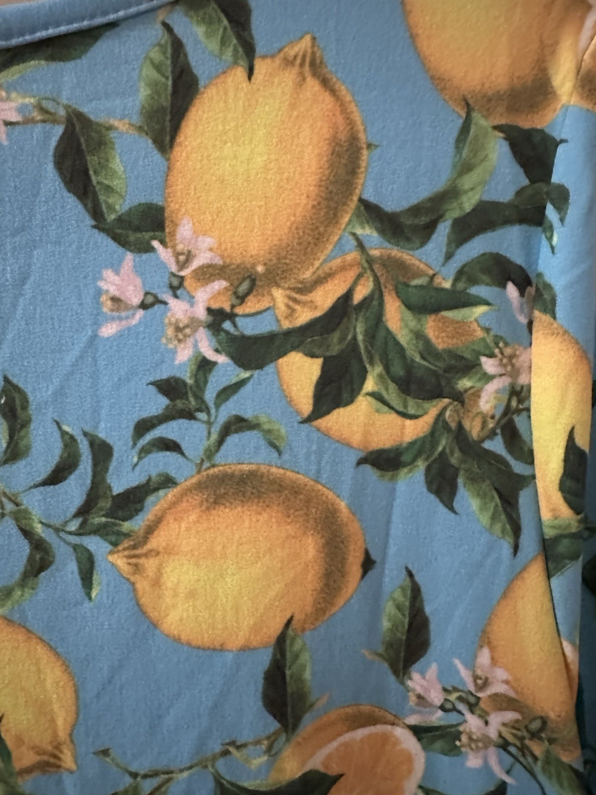 Yelete Lemon Print T-Shirt Blue Swing Dress Amalfi Italian Summer Short Sleeve M