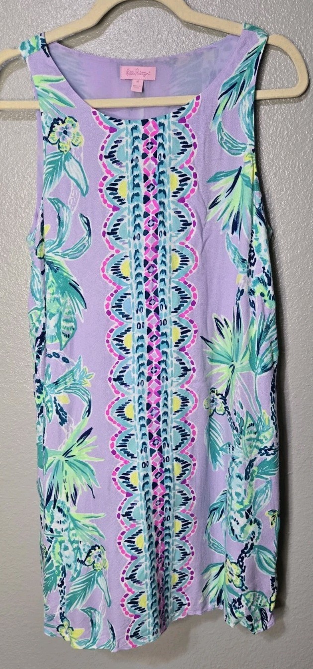 Womens Lilly Pulitzer Jackie Shift Dress It’s Impawsible Lilac Verbena M