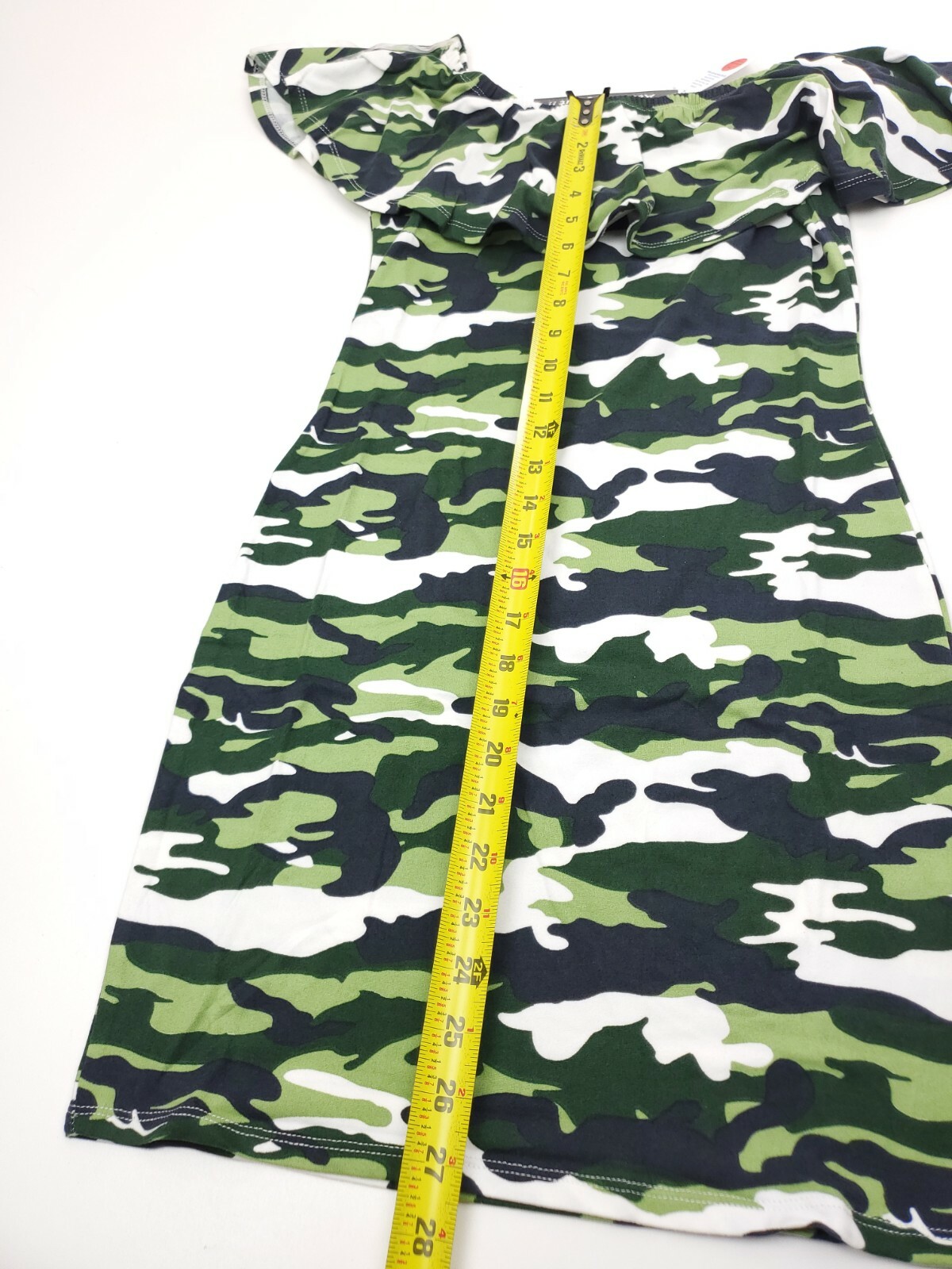 Absolutely Love It Ruffle Bodycon Olive Camo Camouflage Dress Size M