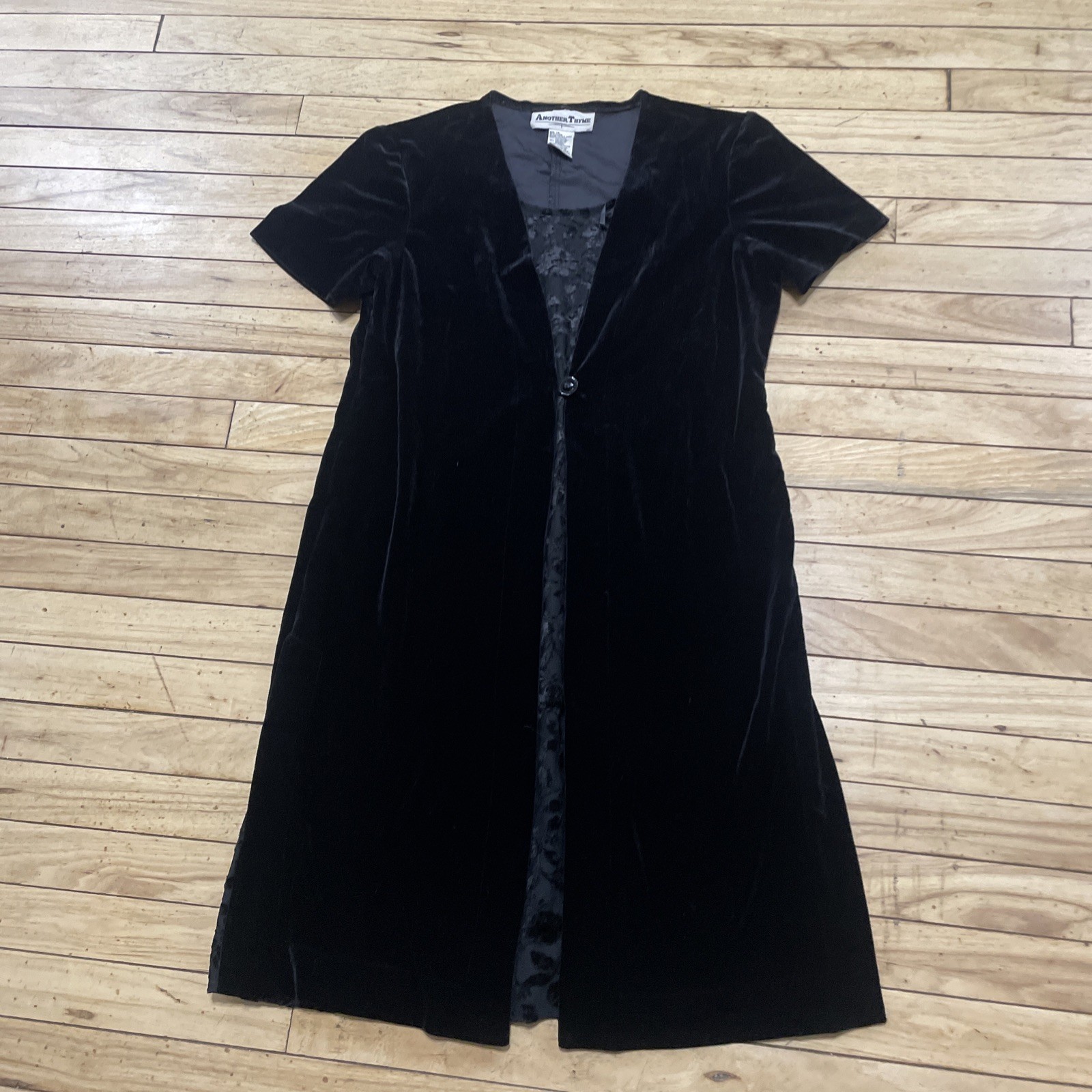 Another Thyme Dress Witchy Black Velvet women 14 Fairy WhimsyGoth vtg 90s Velour