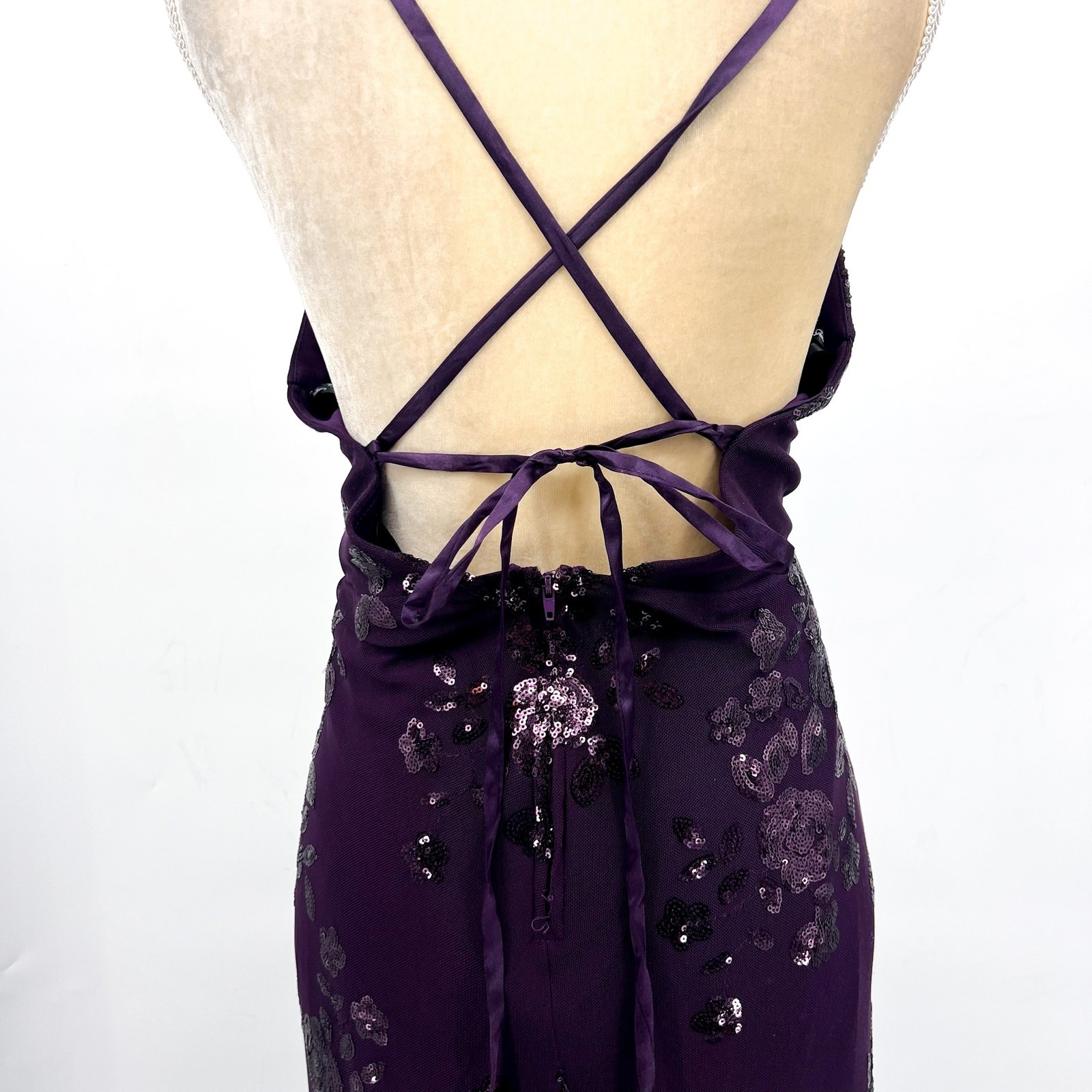 SPEECHLESS Womens Sequin Chiffon Formal Dress Size 16W Eggplant Purple NWT