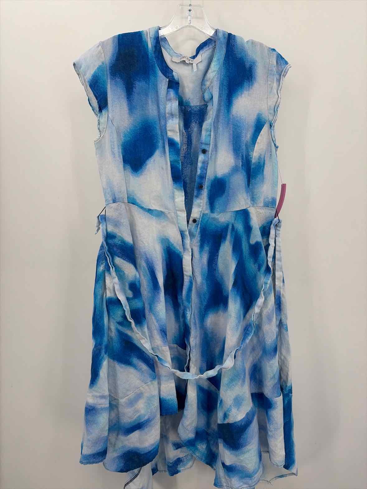 Pre-Owned Pure DKNY Blue Size Small Midi Short Sleeve Dress