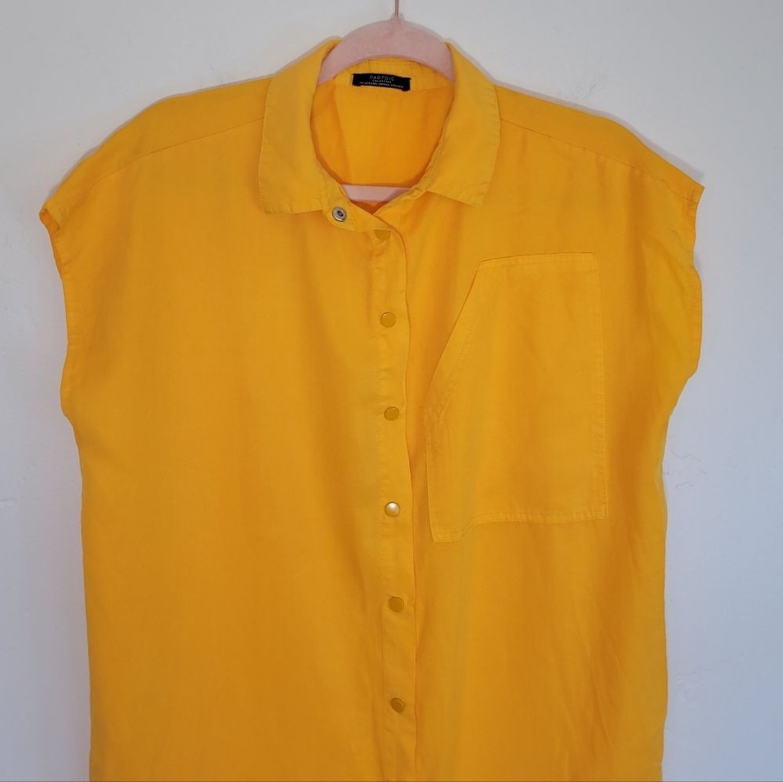 PARFOIS Collection Yellow Button-Down Shirt Dress Women Size XS/S