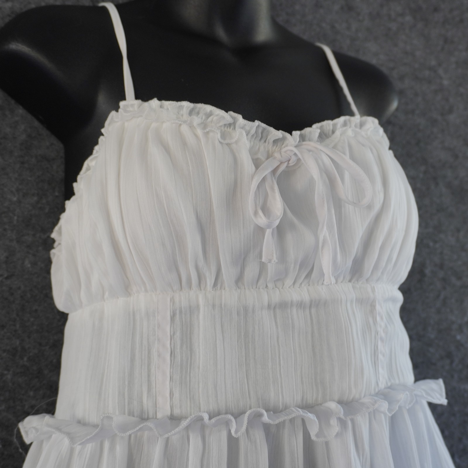 Wild Fable White Tiered Ruffle Mini Sundress M Medium Recycled Polyester Smocked
