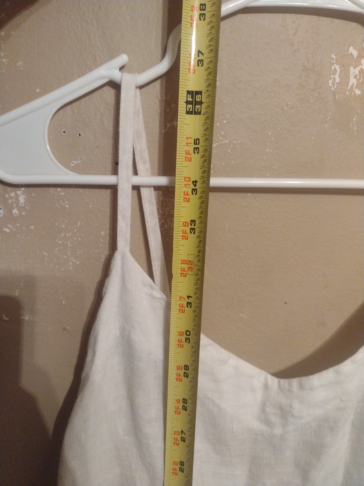 Belambia White Large L Spaghetti Strap Beachy Linen Mini Dress