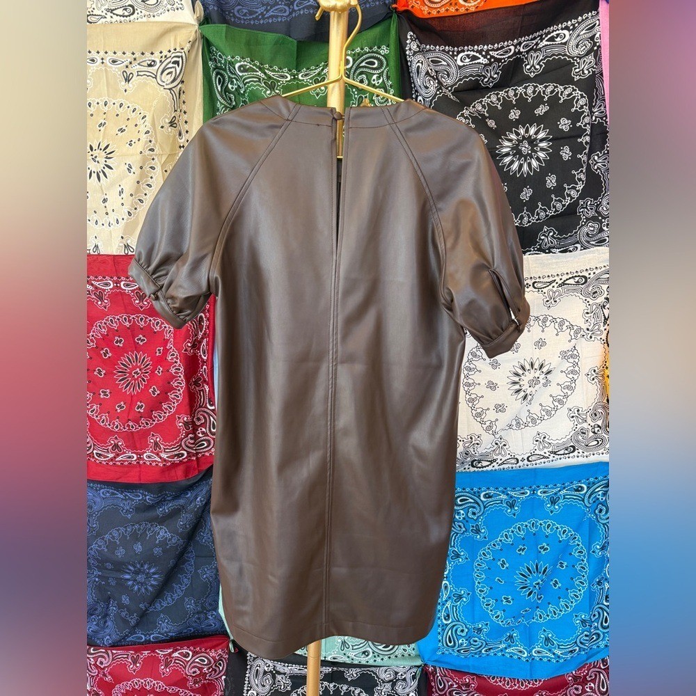 NWOT Evereve Chocolate Faux Leather Dress