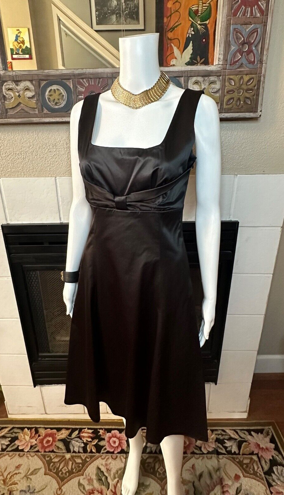 silk assets black cocktail Dress armpit to armpit 16″ Length 41.5″