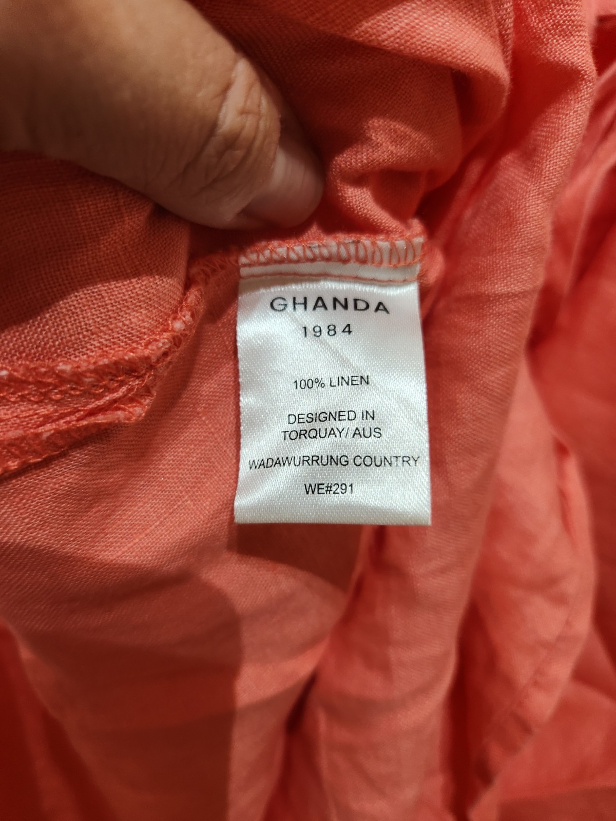 Ghanda Pink Linen Spaghetti Strap Midi Tie Back Dress M