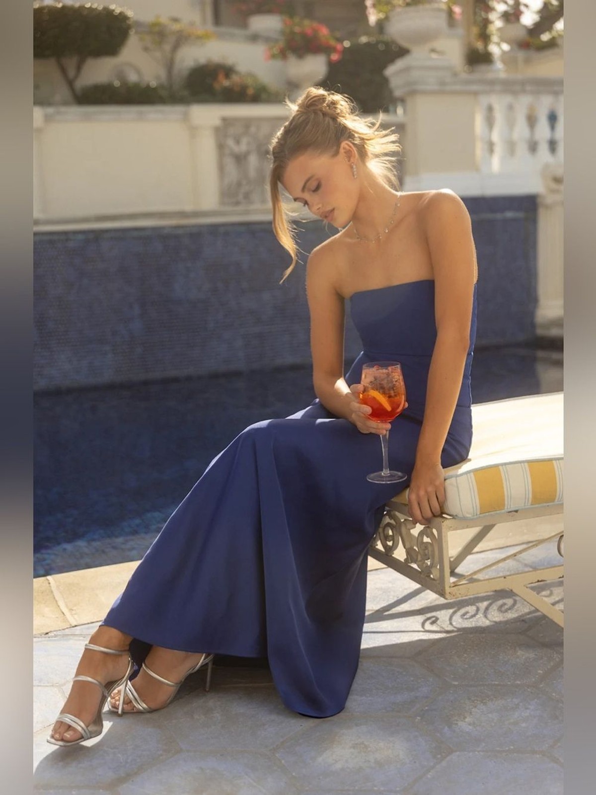 Lulus Compelling Style Royal Blue Strapless A-Line Maxi Dress Size M NWT
