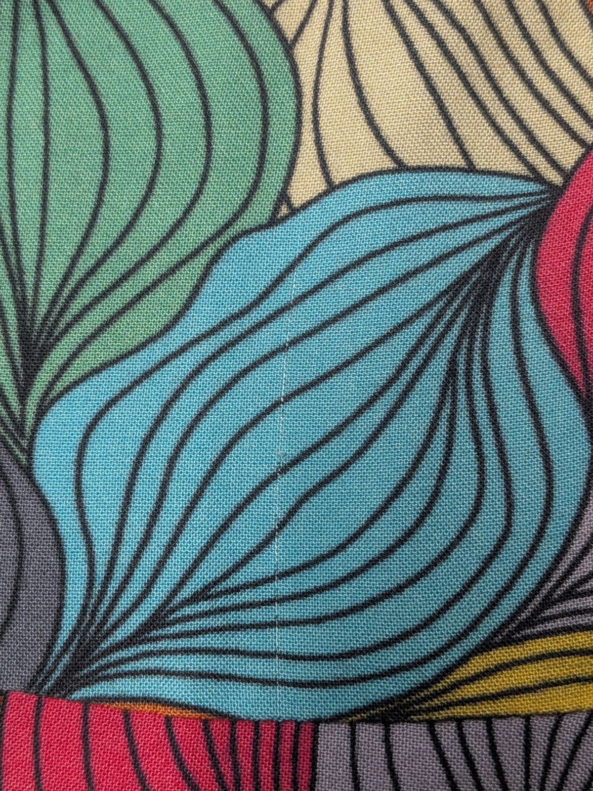 Abstract Leaf Print Dress Button Front Boho Retro Artsy Bohemian Colorful Small