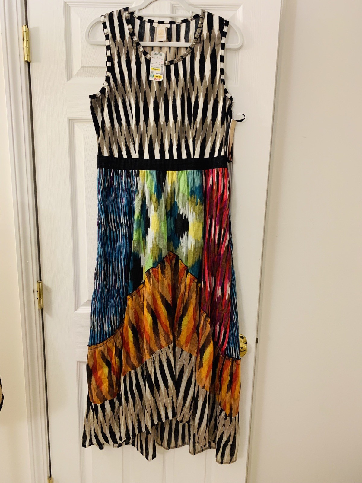 Klozlyn STRIPED MULTI COLOR MAXI DRESS (SIZE L)Pink Green Blue Red Black