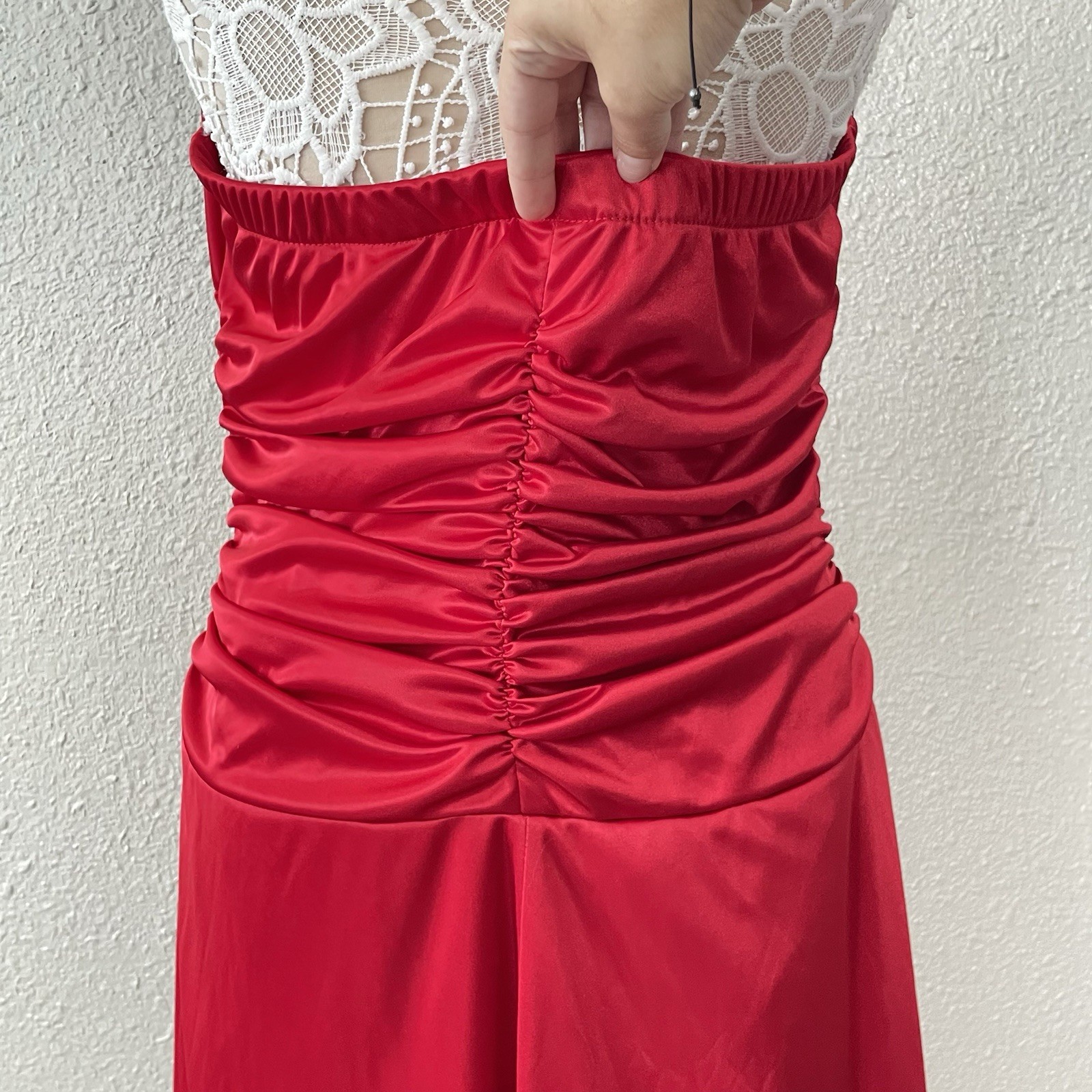 VTG Torrid Halter Midi Dress Plus 18 Shiny Mesh Trim Ruched Homecoming Y2K Glam