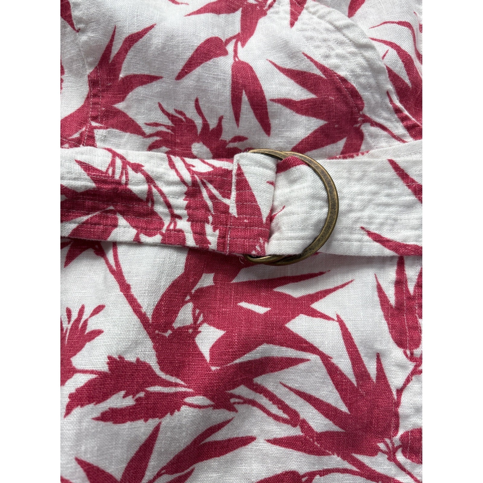 Polo Ralph Lauren Pink White 100% Linen Bamboo Bird Print Wrap Dress Size 4
