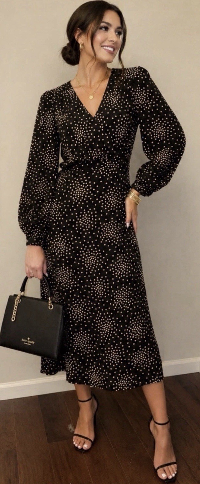 Kate Spade New York Dot Confetti Black Wrap Dress – Size 2