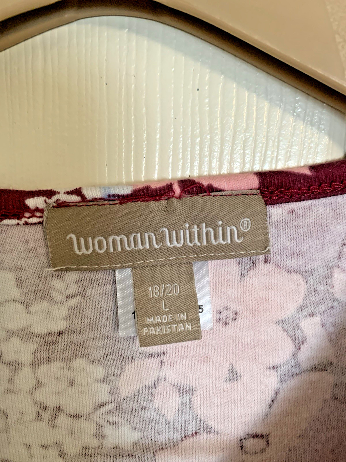 WOMAN WITHIN PLUS Button Front Elbow Sleeve Pink Floral Knit Maxi DRESS L NWT