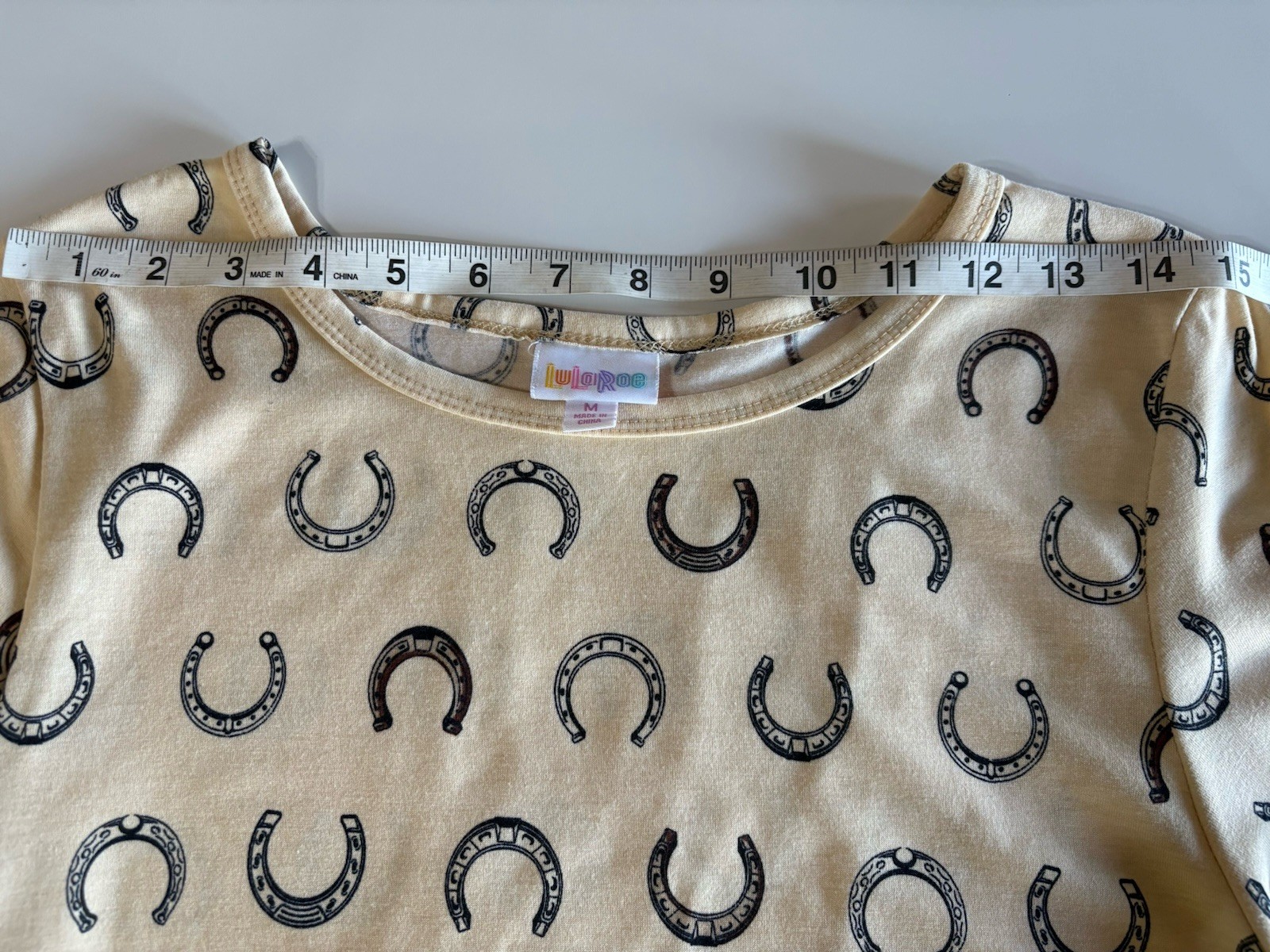 Lularoe Simply Comfortable High Low Women Dress Size M Horse Shoes Western Beige