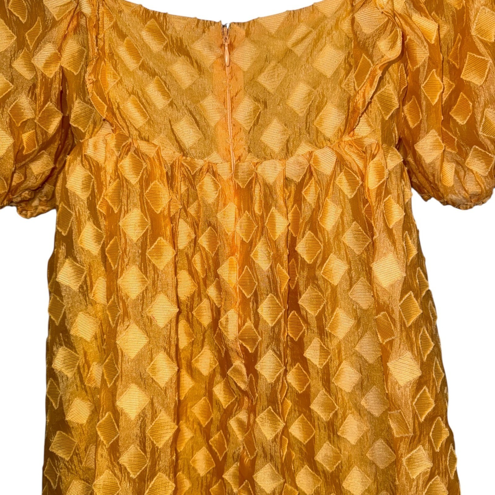 STORIA Unforgettable Golden Sunrise Textured Babydoll Dress Small