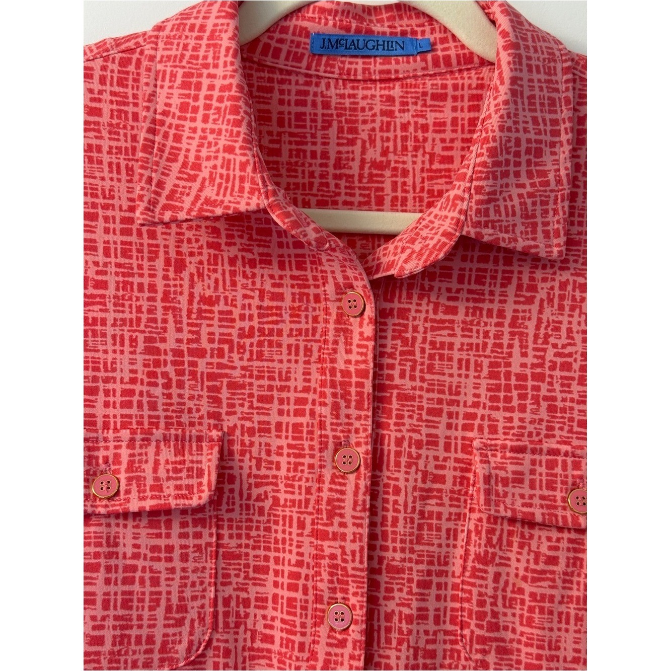 J McLaughlin Lawrence Dress in Cross Hachure Coral/Light Coral Catalina size L