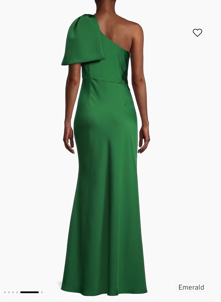 Sachin & BabiAubrey Satin One-Shoulder Gown, Beaded Bow Accent,sz 10, New