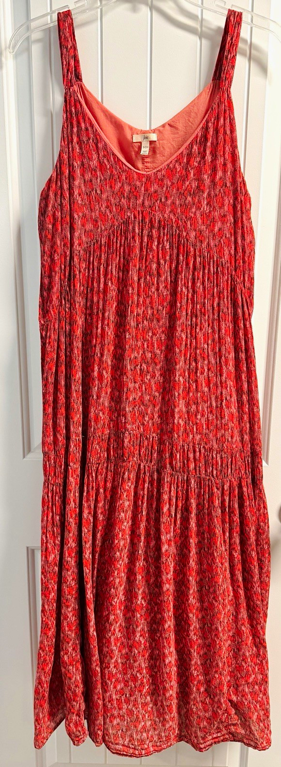 Joie Bondi Maxi Dress Red/Pink Sleeveless 100% Cotton Sundress