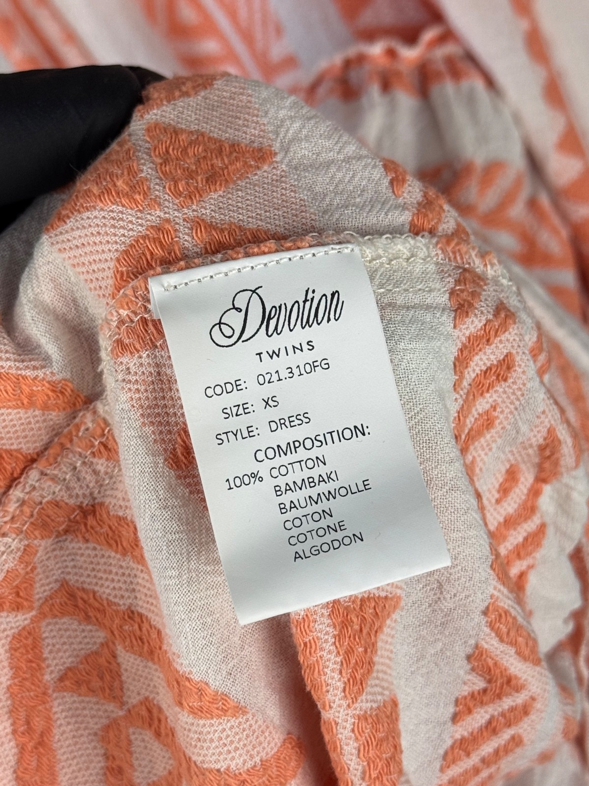 Devotion Twins Ella Mini Dress Sleeveless Salmon Orange White Geometric Women XS