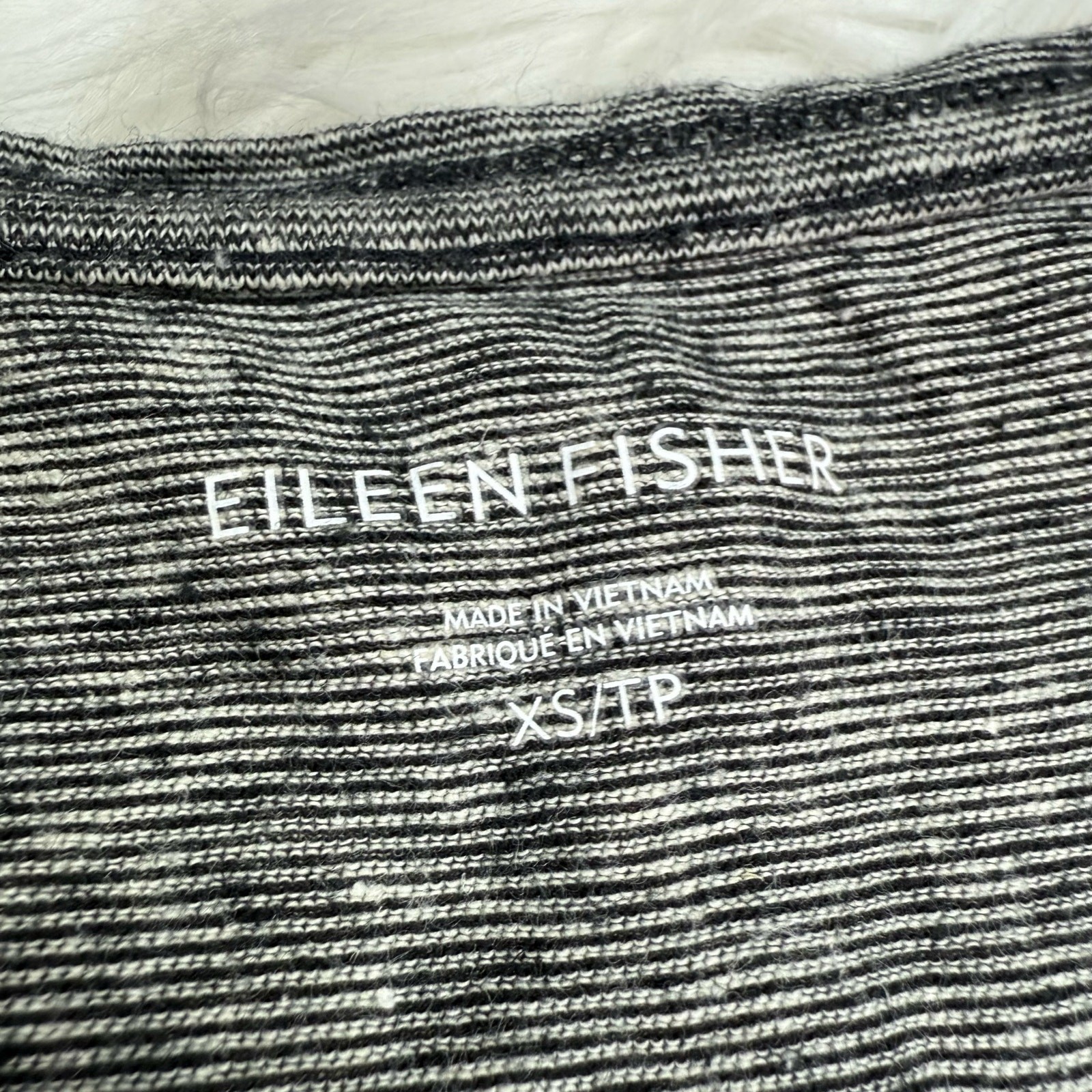 Eileen Fisher Hemp Organic Cotton Mini-Stripe Dress In Black/Ecru Size XS