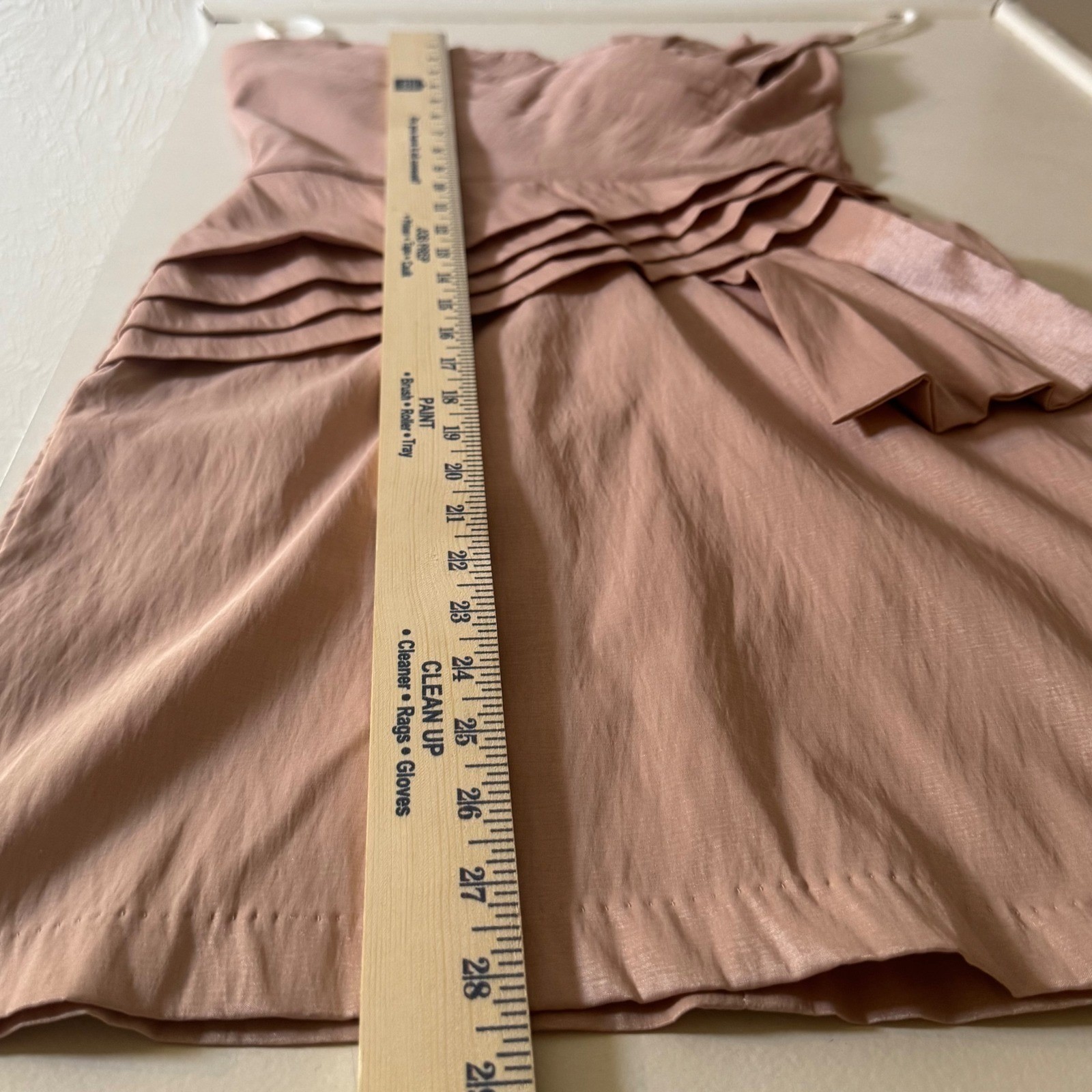Strapless Pleated Cocktail Dress Pink/Peach Rose Gold Mini