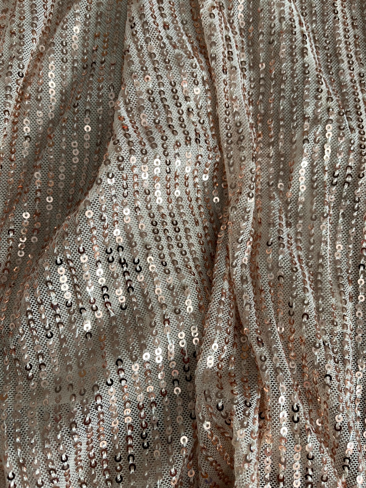 New Rose Gold Sequin Gown V-Neck Flutter Sleeve Plus Size Formal Prom Maxi Dress