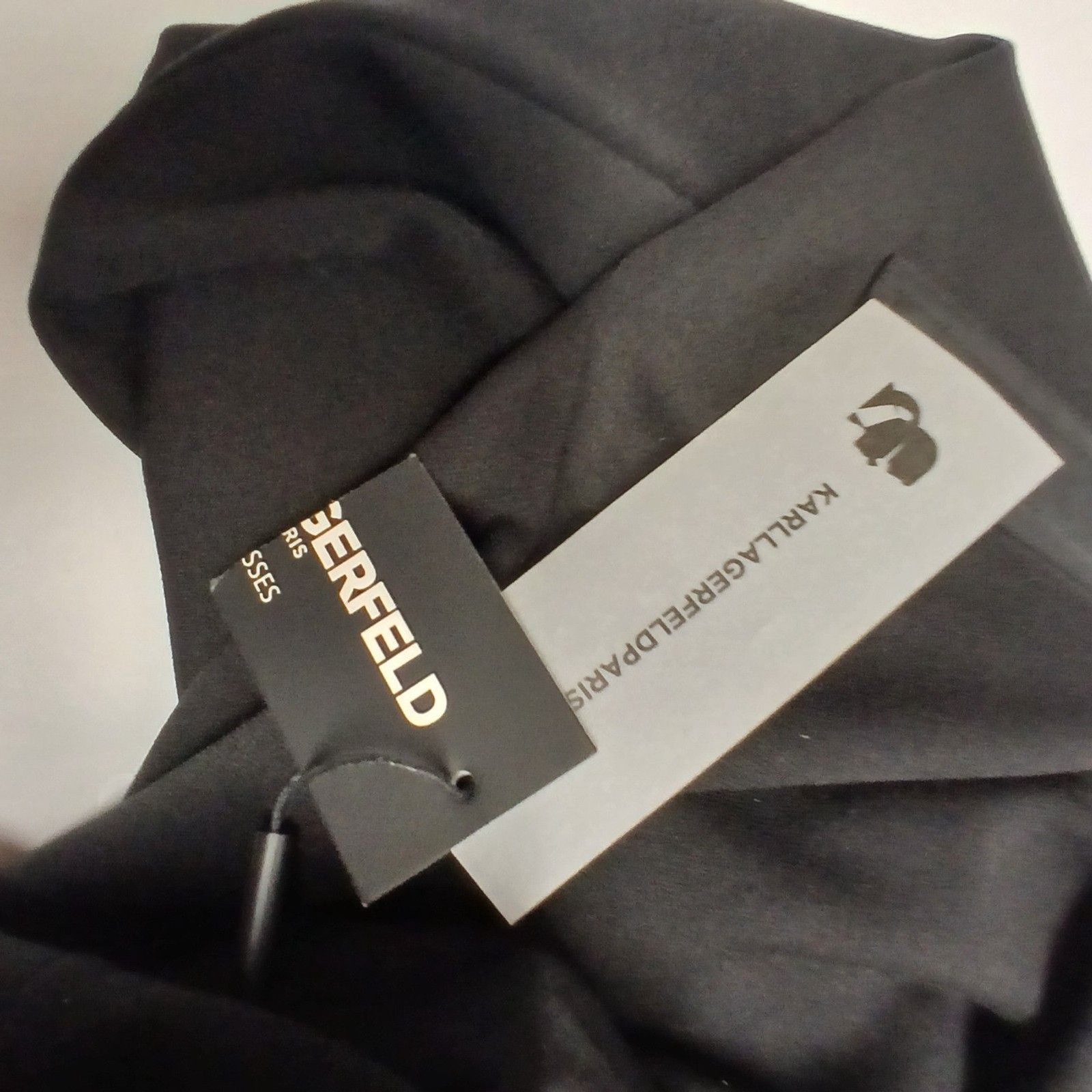Karl Lagerfeld Paris Dress 0 Black Sleeveless Mock Neck Midi Zip Logo Pockets