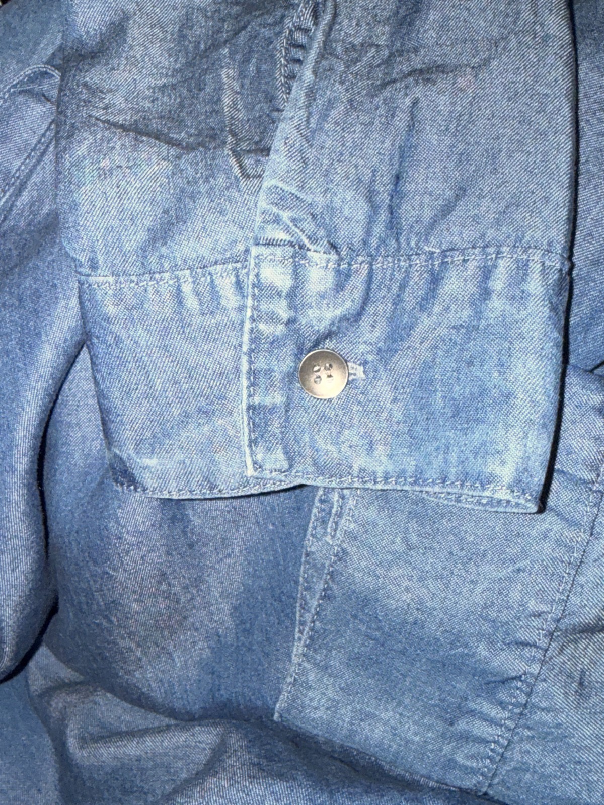 Splendid Blue Chambray Denim Tencel Button-Up Back Tie Roll Tab Shirt Dress L