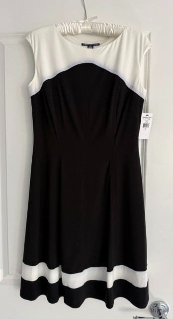 American Living Women’s Black & Ivory Cap Sleeve Knee length Dress Size 10