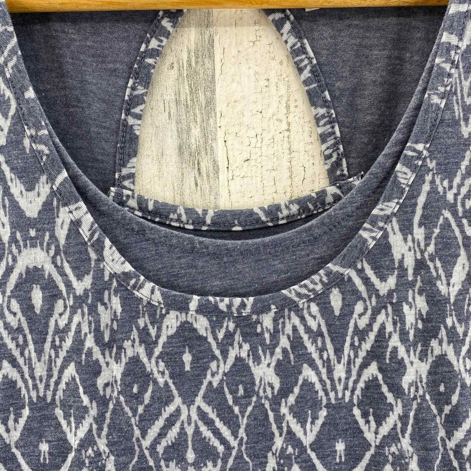 Mod-o-doc Dress Womens Medium Gray Polyester Cotton Blend Aztec Print Layered