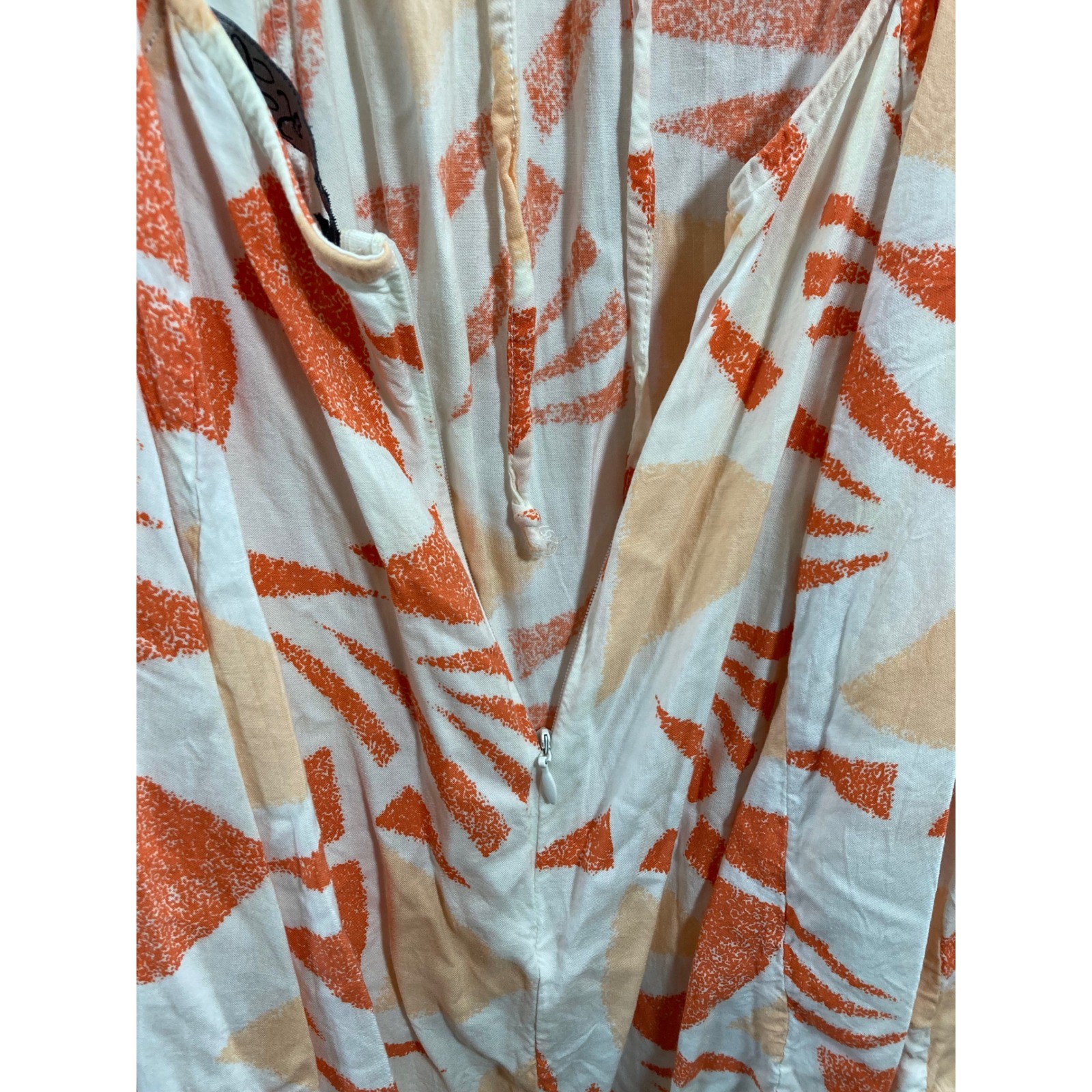 Love Lives Orange Geometric Print Lace Up Back Midi Dress Women’s M Resortwear