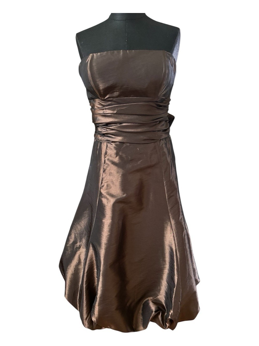 Bill Levkoff Tafetta Strapless Pleated Ruched Bubble Cocktail Dress Y2K Size12