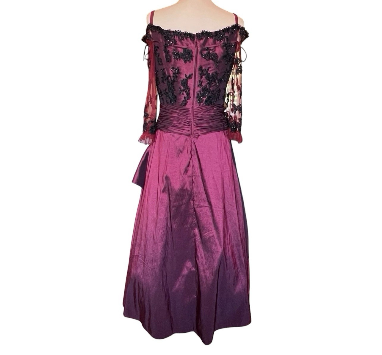 LaBelle Fashions Formal Gown Size 14 Wine Black Lace Whimsigoth Goth Romantic