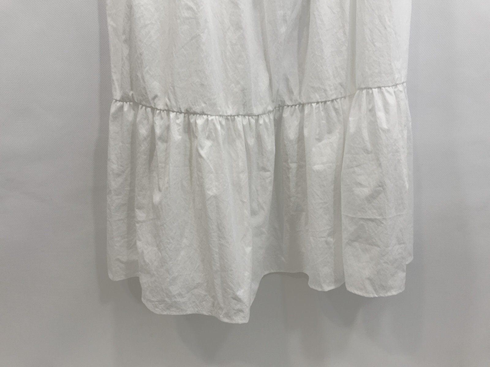 Boho White Midi Dress L Corset Tie Smocked Casual Summer Dress USA Seller