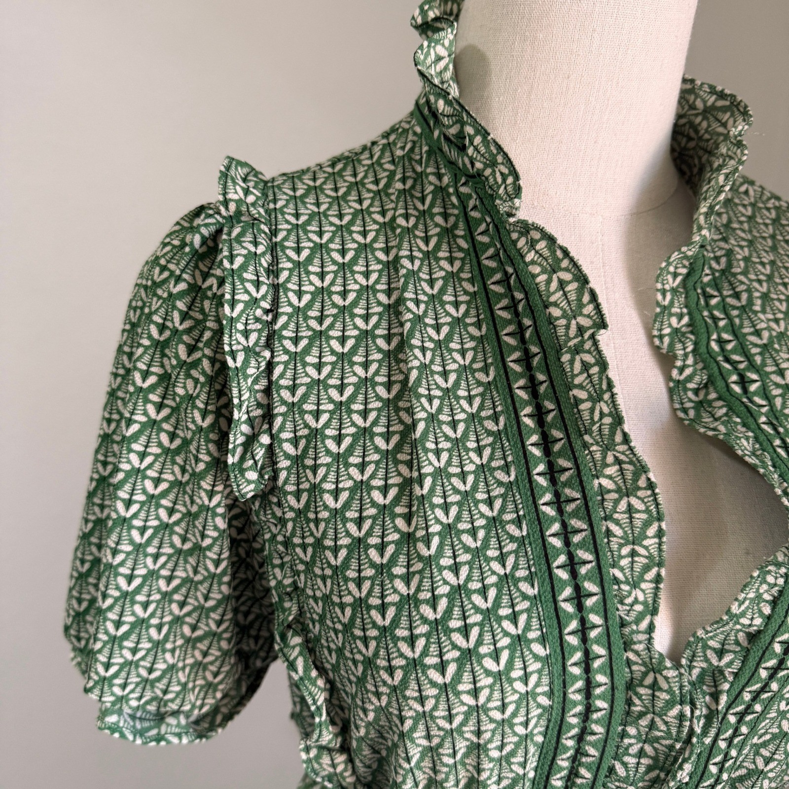 Max Edition Green Tiered Maxi Dress Medium Garden French Cottagecore Peasant
